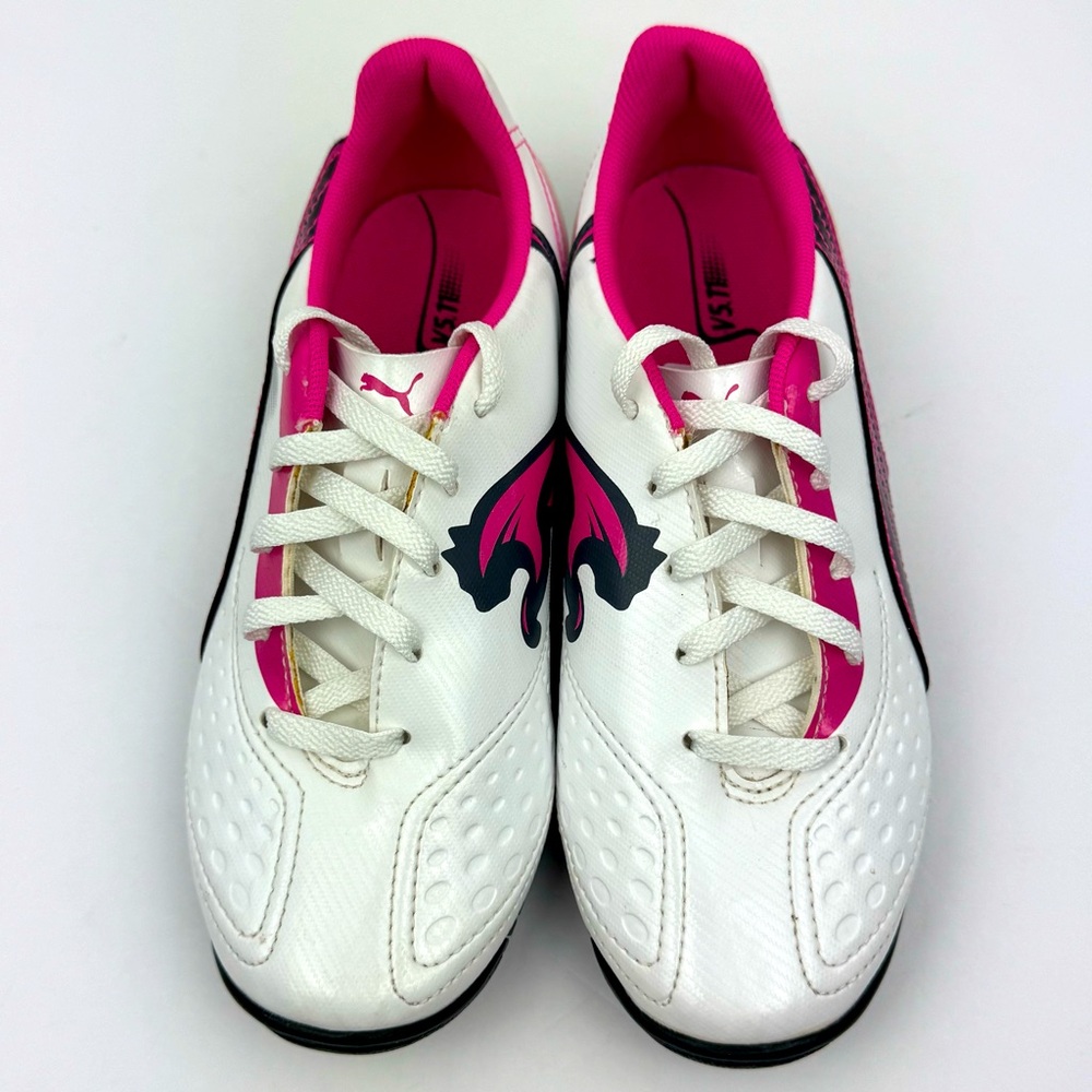 Puma VS.11 Cleats. Youth Size 3. White/ Pink /Black. - Picture 4 of 9